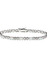 Sterling Silver XO Synthetic Opal and Cubic Zirconia Bracelet 7.25"