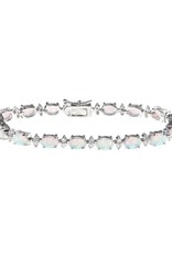 Sterling Silver Oval Synthetic Opal and Cubic Zirconia Bracelet 7"