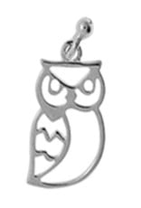 Sterling Silver Owl Charm 12mm