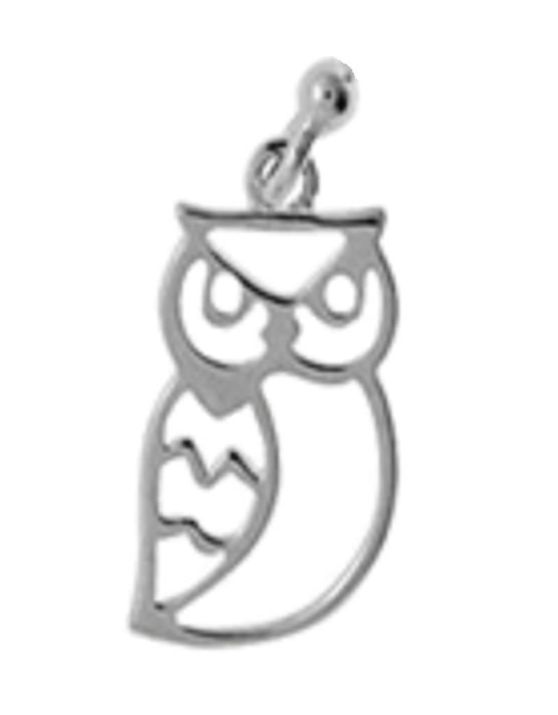 Sterling Silver Owl Charm 12mm
