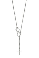Sterling Silver Infinity and Cross Lariat Necklace 16"+3" Extender