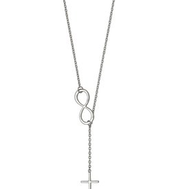 Infinity Cross Lariat Necklace 16"+3"