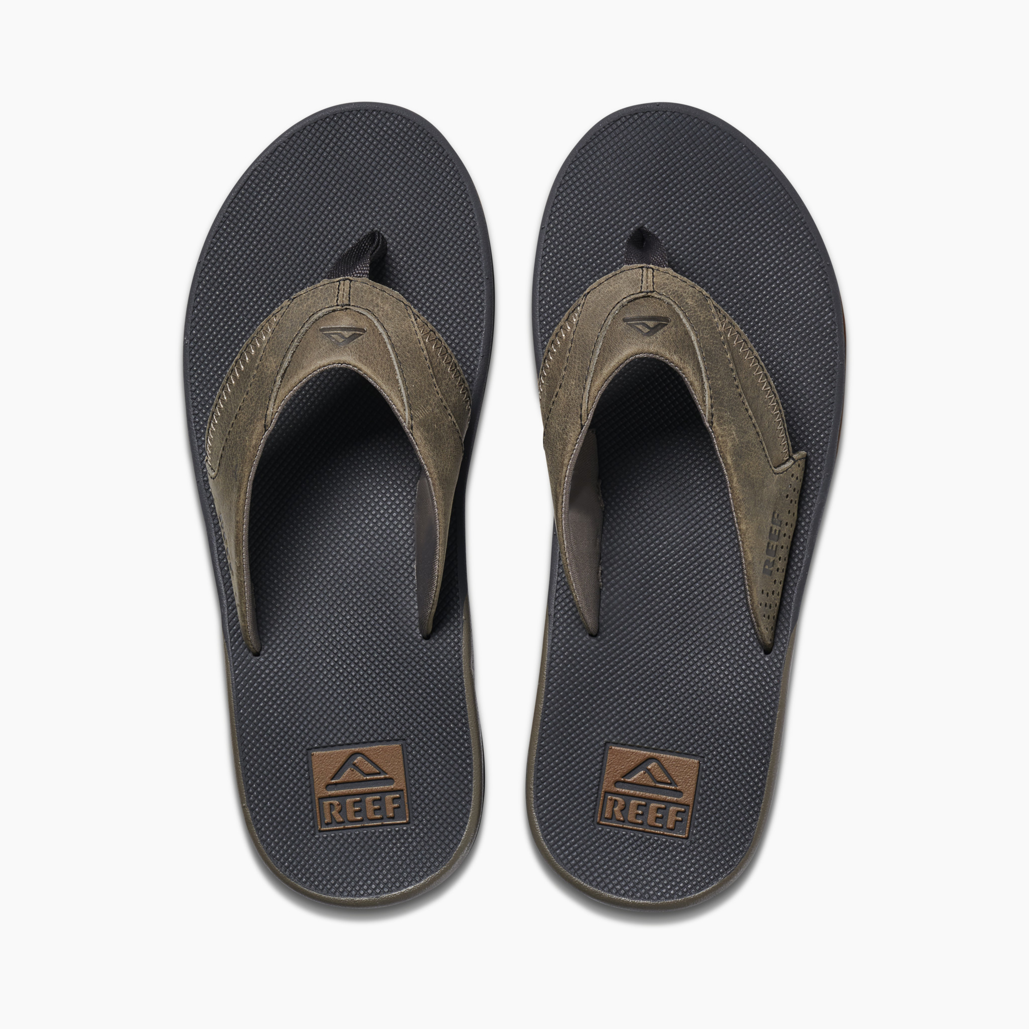 reef leather fanning slippers