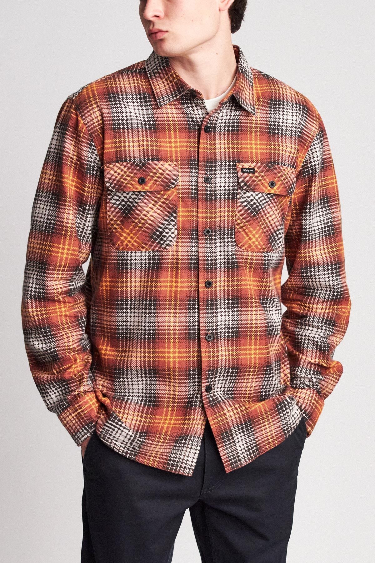 Brixton | Bowery LW Flannel - Orange - Montana Supply