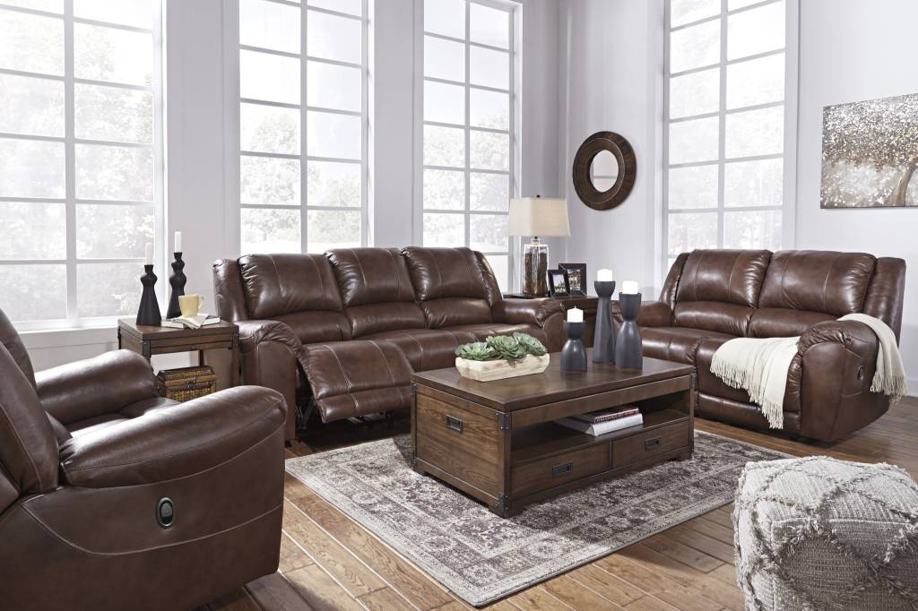 Signature Design Reclining Leather Sofa Persiphone Canyon Color 6070288