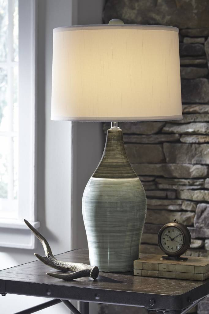Signature Design Niobe Ceramic Table Lamp Set Of 2 Multi Gray L123884
