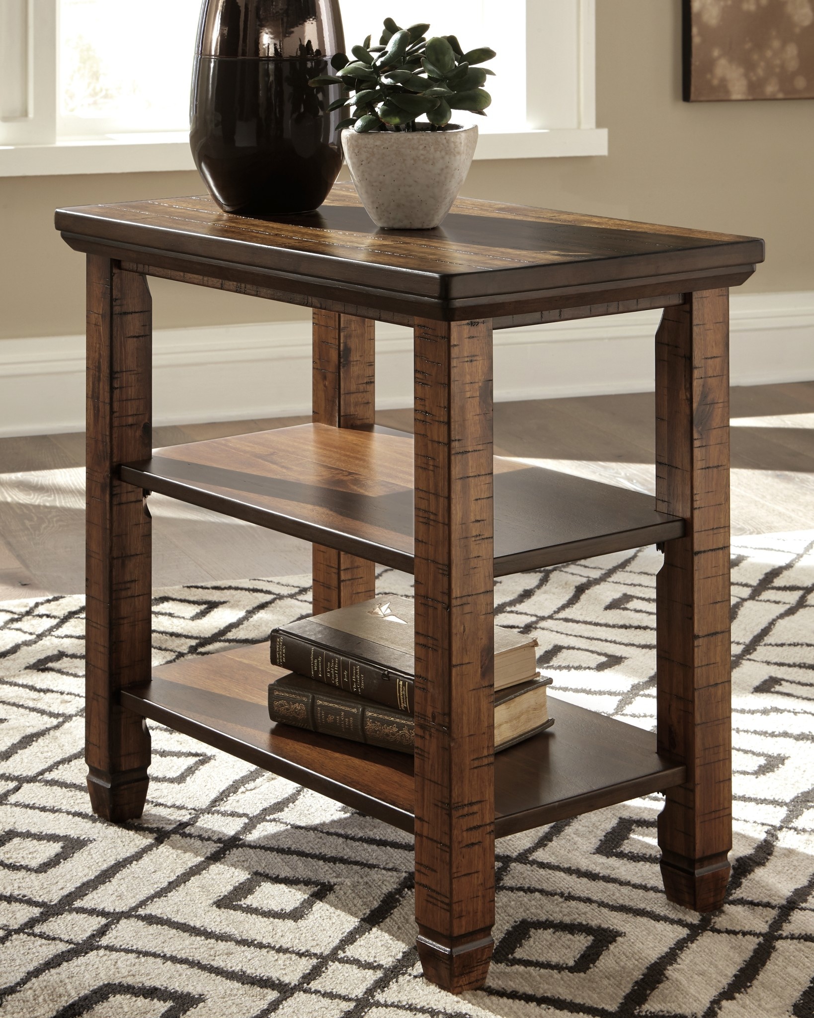 Signature Design Chair Side End Table- "Royard" Brown T765-7