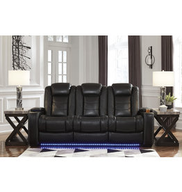 Signature Design Party Time Power Reclining Sofa w/ Adjustable Headrest, Party Time, Midnight color, 3700315