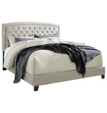 Signature Design KING- Jerary- Light Gray Upholstered Bed- B090-782