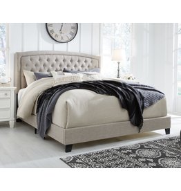 Signature Design KING- Jerary- Light Gray Upholstered Bed- B090-782