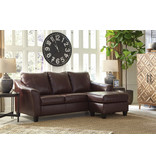 Signature Design Reversible Sofa Chaise "Fortney" Mahogany Color- Leather 9240618