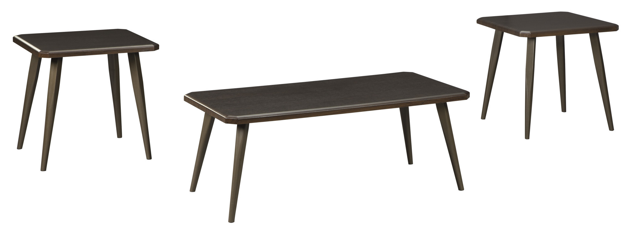 Signature Design "Fazani" Dark Brown- Occasional Tables set of 3- Mid-Century Modern T037-13