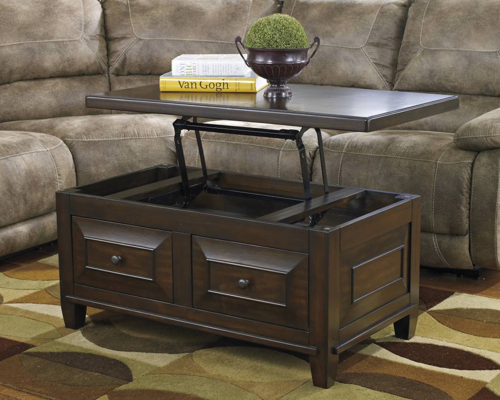 Signature Design Hindell Park Lift Top Cocktail Table - Rustic Brown T695-9