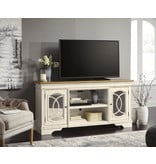 Signature Design "Realyn" Extra Large TV Stand w/ Fireplace Option- Chipped White- W743-68