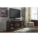 Signature Design "Chanceen" Medium TV Stand w/ Fireplace or Speaker Option- Dark Brown- W757-48