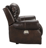 Signature Design "Buncrana" Leather Power Recliner w/Adjustable Headrest- Chocolate- U8460413