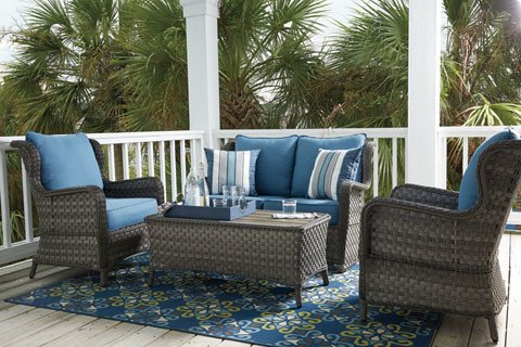 Signature Design Abbots Court Lounge Chair w/Cushion (2/CN) - Blue/Gray