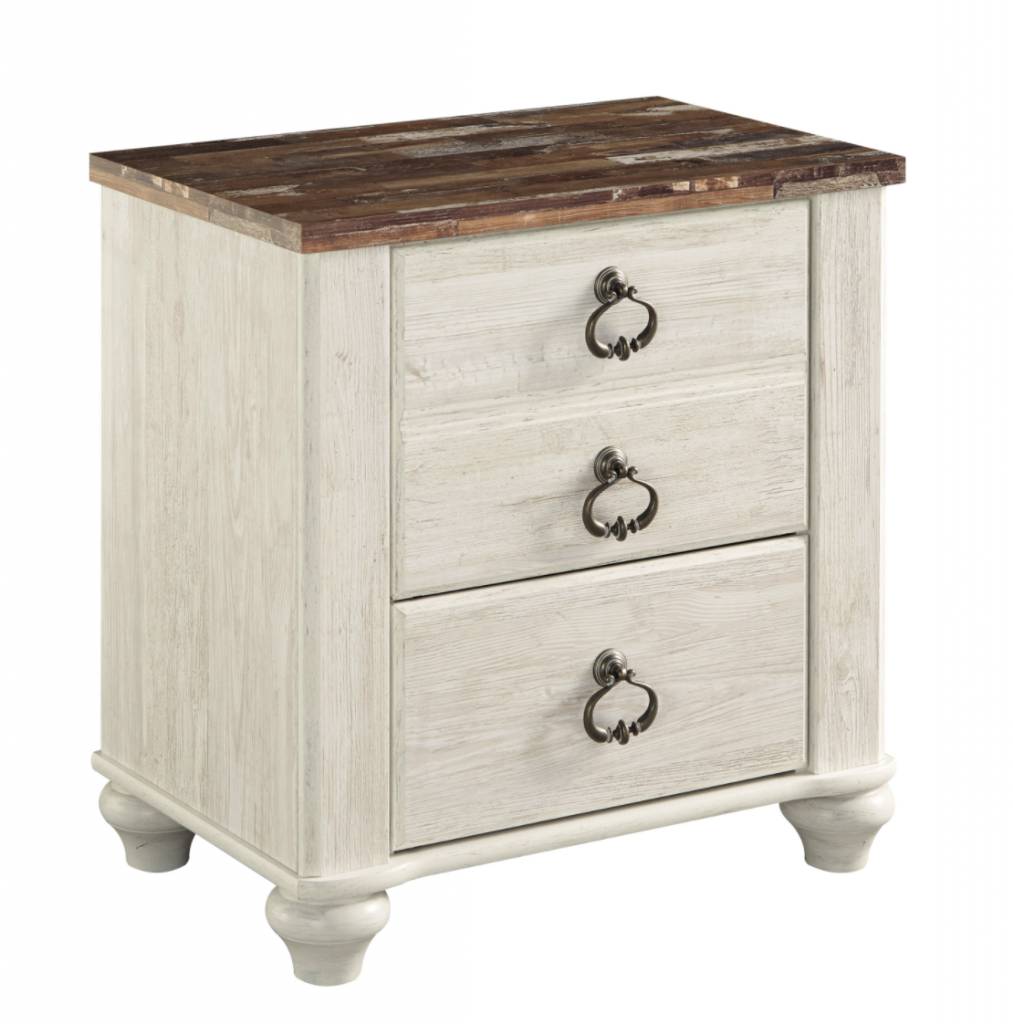Signature Design Willowton Two Drawer Night Stand - Two-tone B267-92