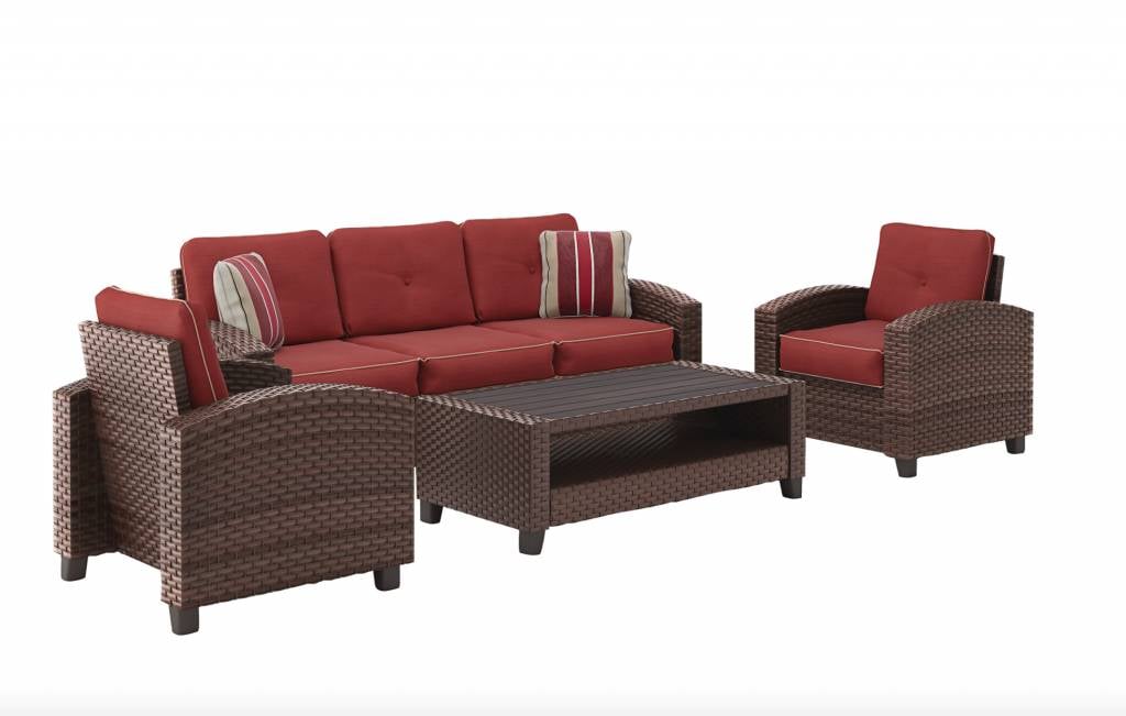 Signature Design Meadowtown- Red Sofa/Chairs/Table Set (4/CN)  P333-081