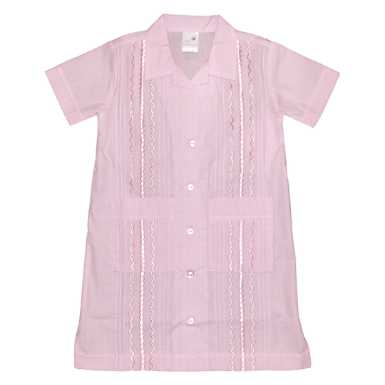 Six Honeybees Girls Guayabera Dress Pink Gingham W Light Pink Covey House Children S Clothier