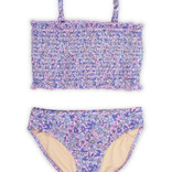 Shade Critters Purple Ditsy Floral Smocked Bikini
