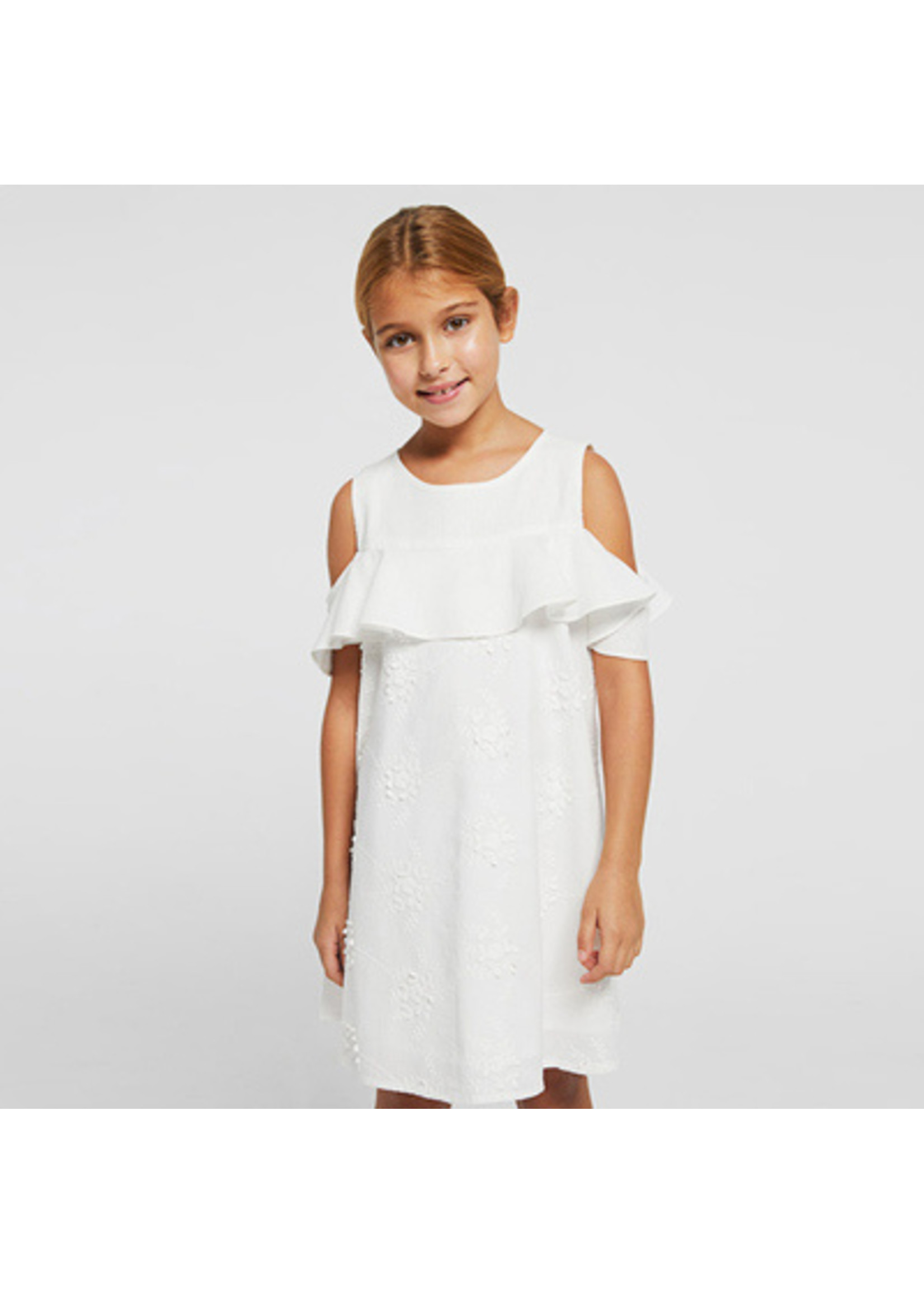 Mayoral Mayoral White A Line Embroidered Skirt Dress