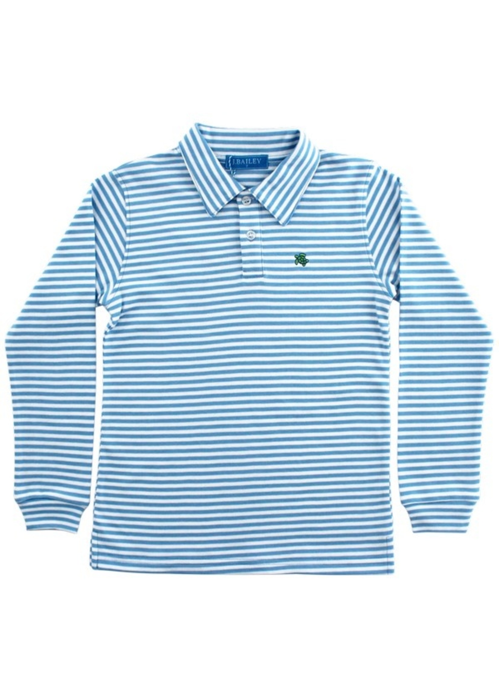 J Bailey J. Bailey Blue/ White Long Sleeve Polo