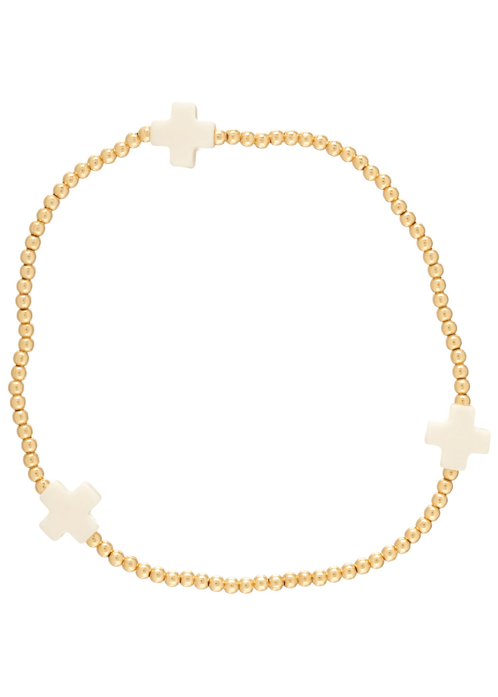 E Newton Girl E Newton Girl Off-White Signtaure Cross Bracelet