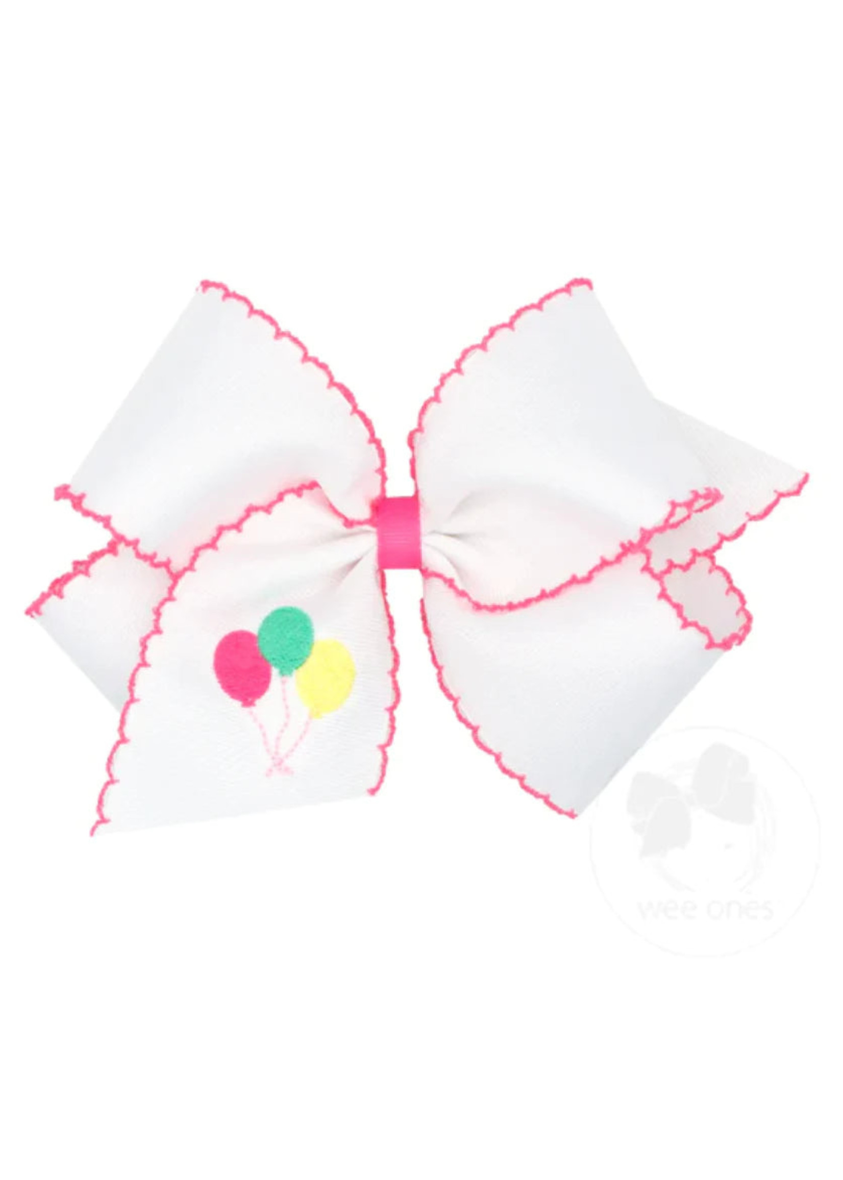 Wee Ones Wee Ones White Embroidered Balloons Monnstitch King Bow