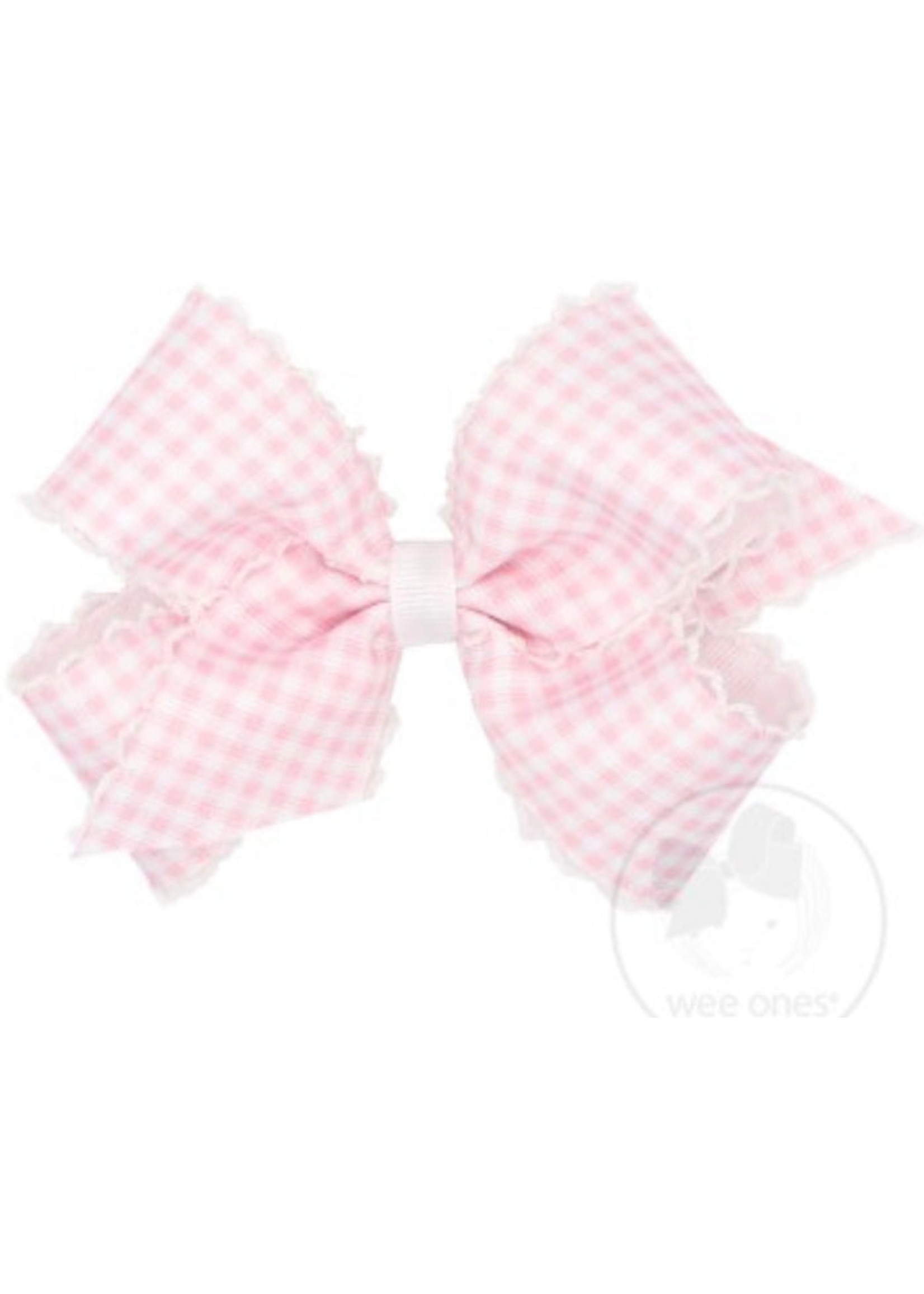 Wee Ones Wee Ones Pink Gingham Moonstitch King Bow