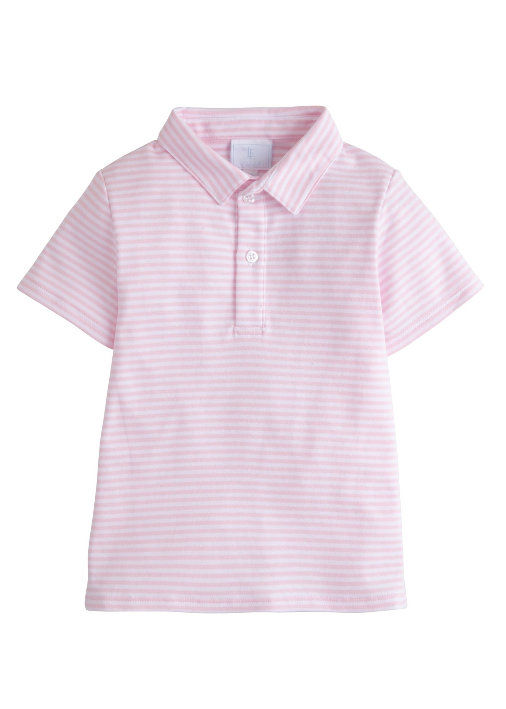 Little English Little English Light Pink Striped Short Sleeve Polo