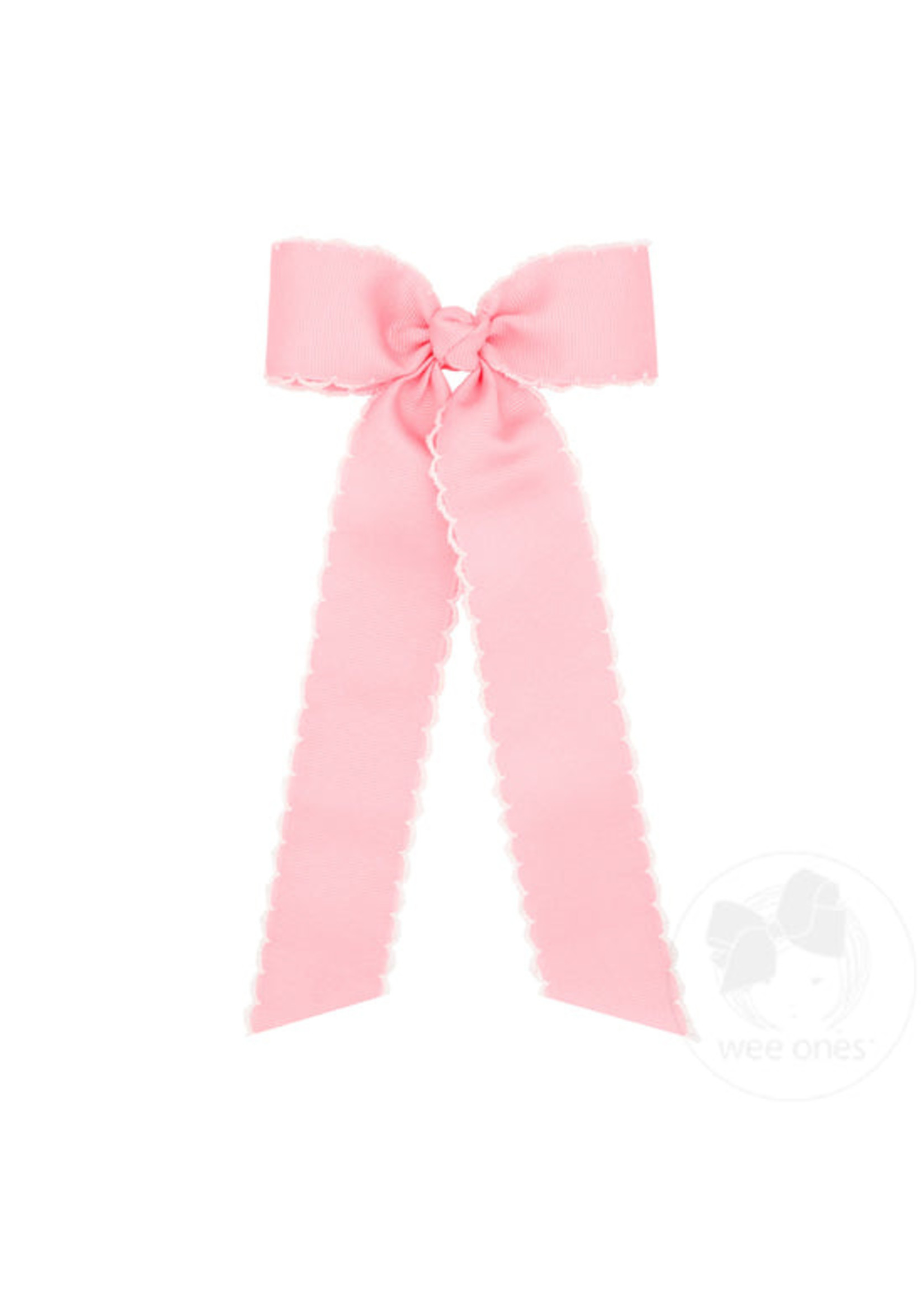 Wee Ones Wee Ones Pink with White Stitch Tails Bow