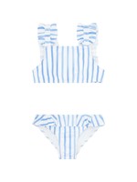 Minnow Swim Minnow Swim Girls Bahamian Blue Stripe Ruffle Bikini