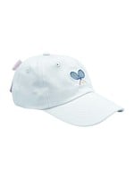 Bits & Bows Bits & Bows Tennis White Hat - Pink/White Seersucker Bow