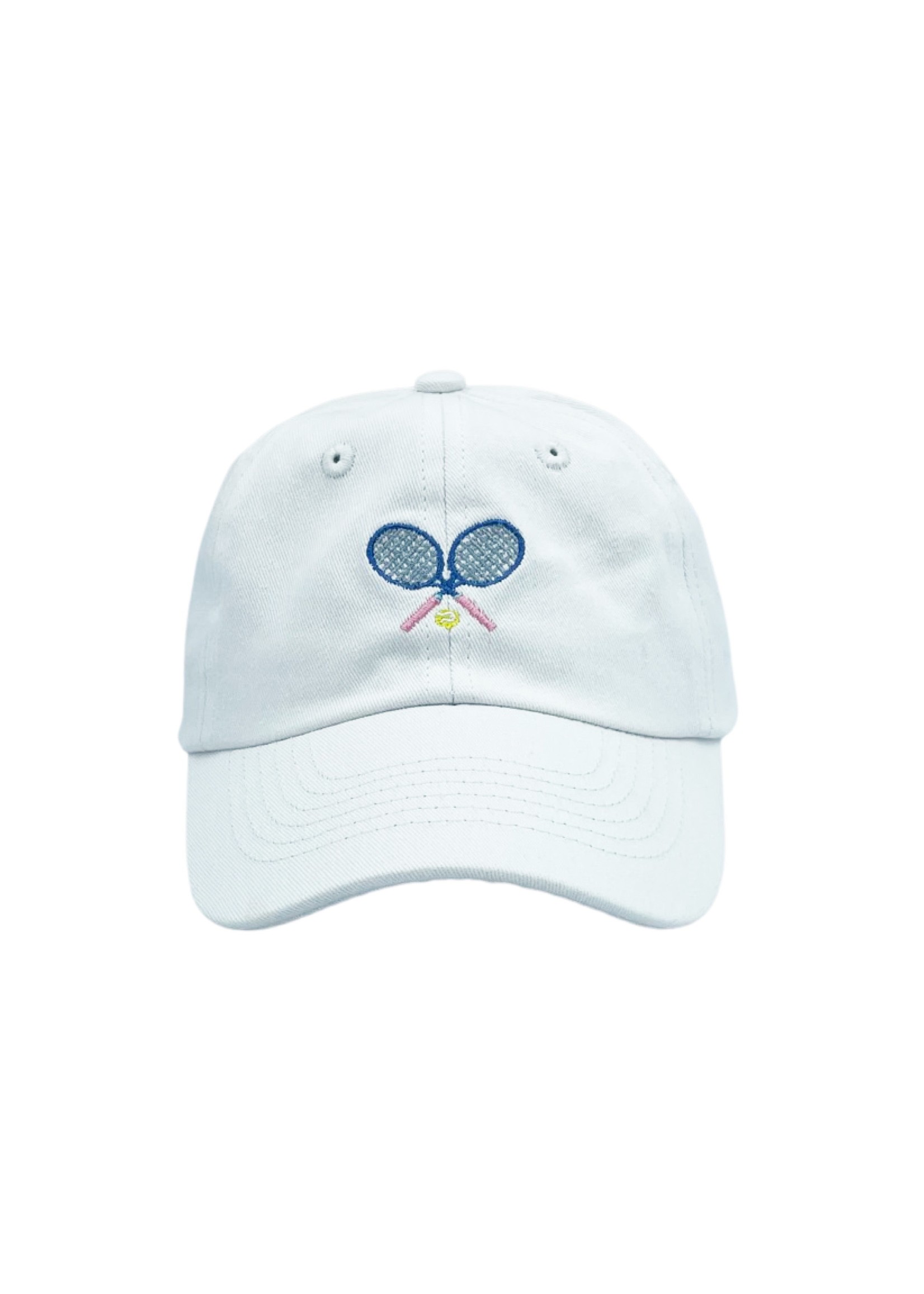Bits & Bows Bits & Bows Tennis White Hat - Pink/White Seersucker Bow