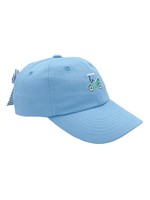 Bits & Bows Bits & Bows Golf Cart Hat on Birdie Blue - Navy/White Seersucker Bow