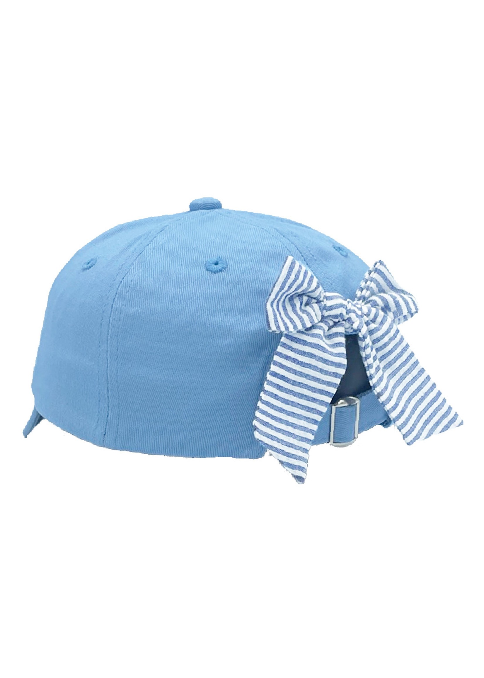 Bits & Bows Bits & Bows Golf Cart Hat on Birdie Blue - Navy/White Seersucker Bow