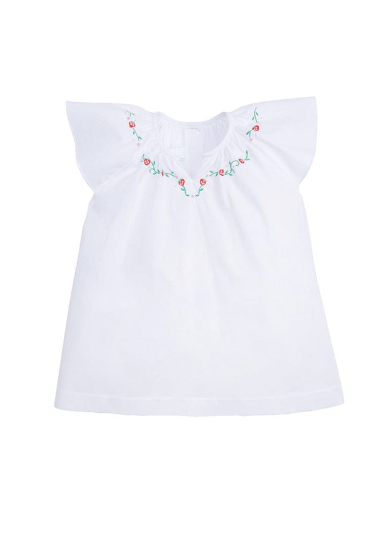 Little English Little English Embroidered Blouse - Strawberry