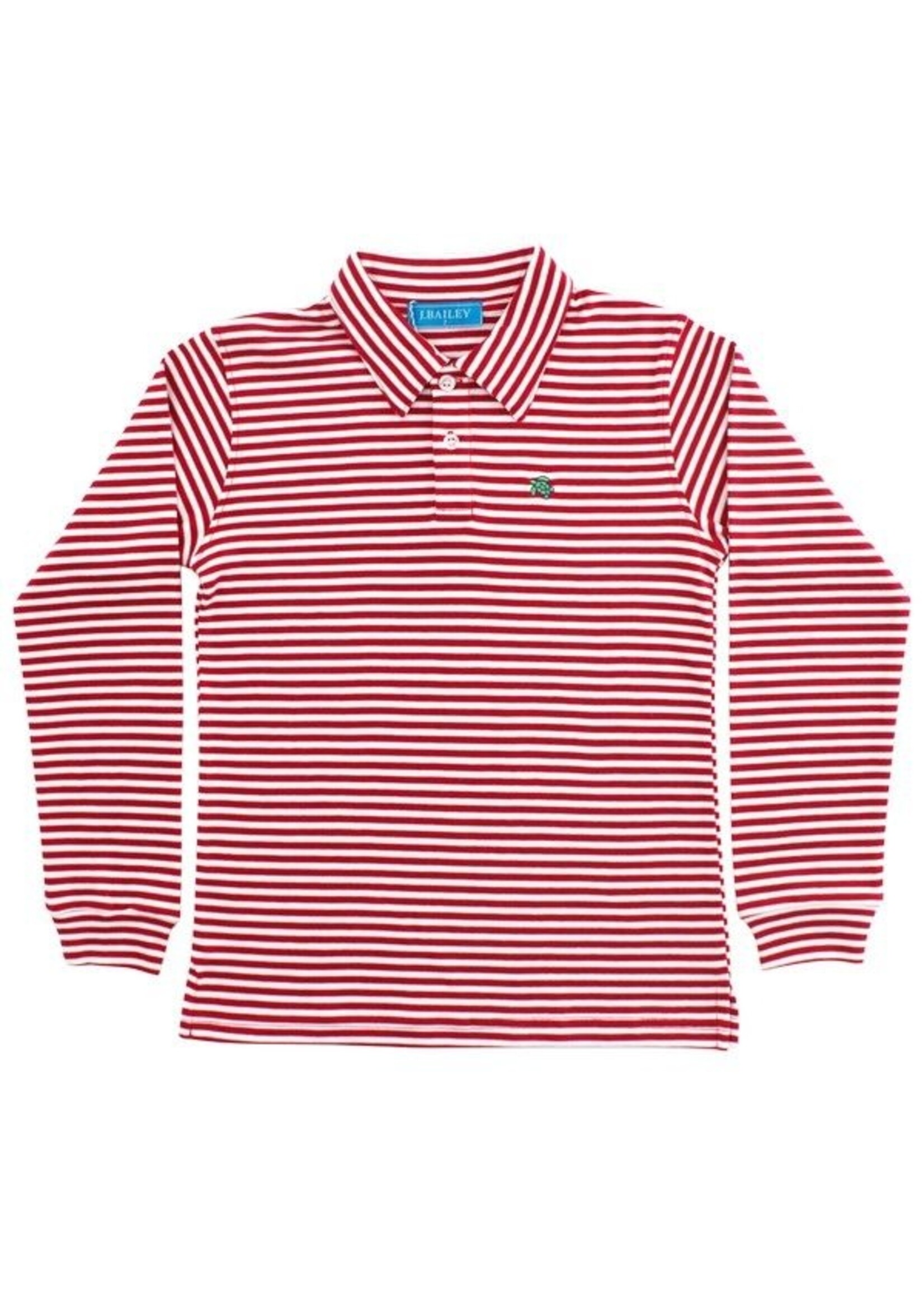 The Bailey Boys J Bailey Long Sleeve Striped Polo Red/White
