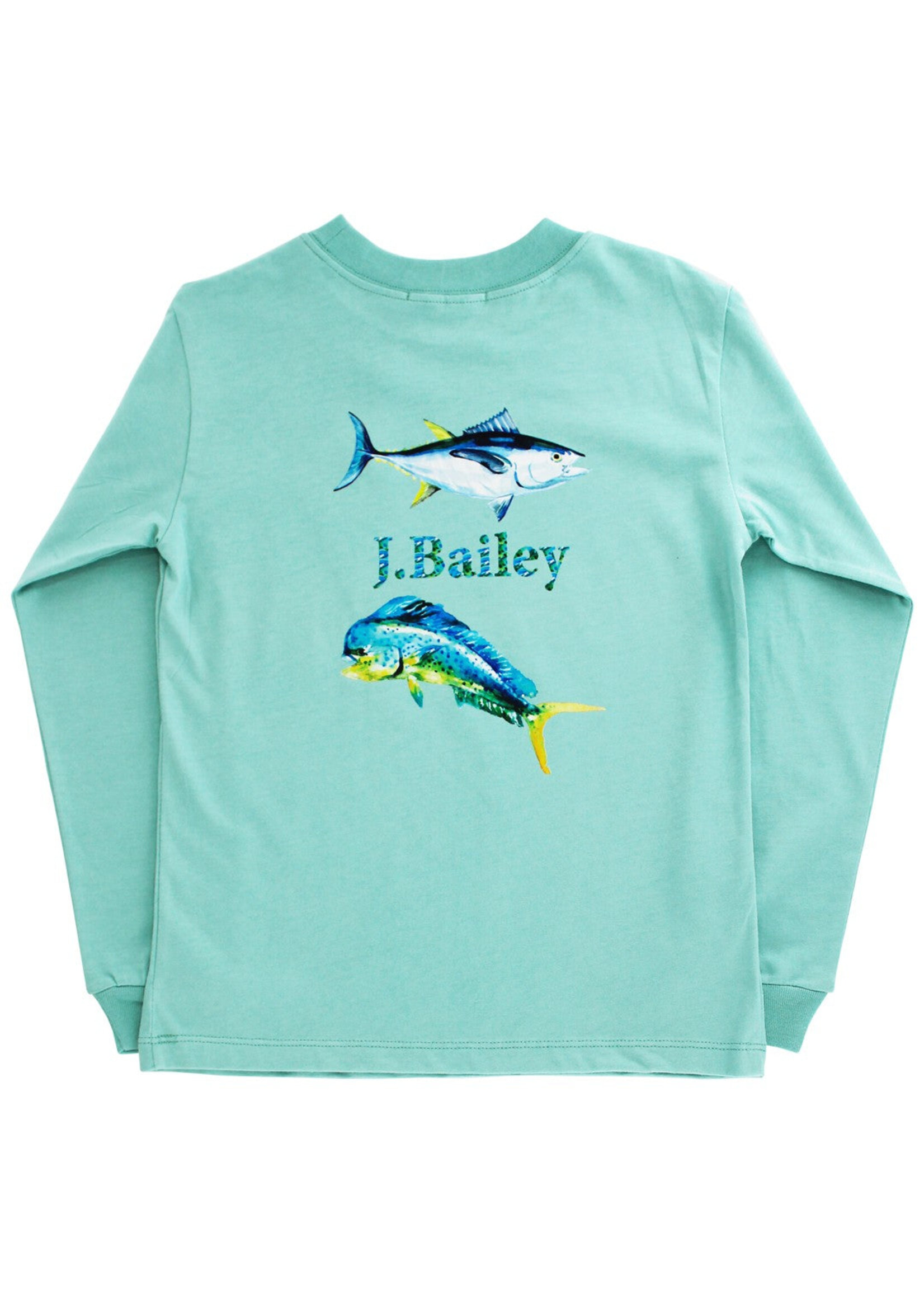 J Bailey J Bailey Fish Logo Jade  LS Logo Tee