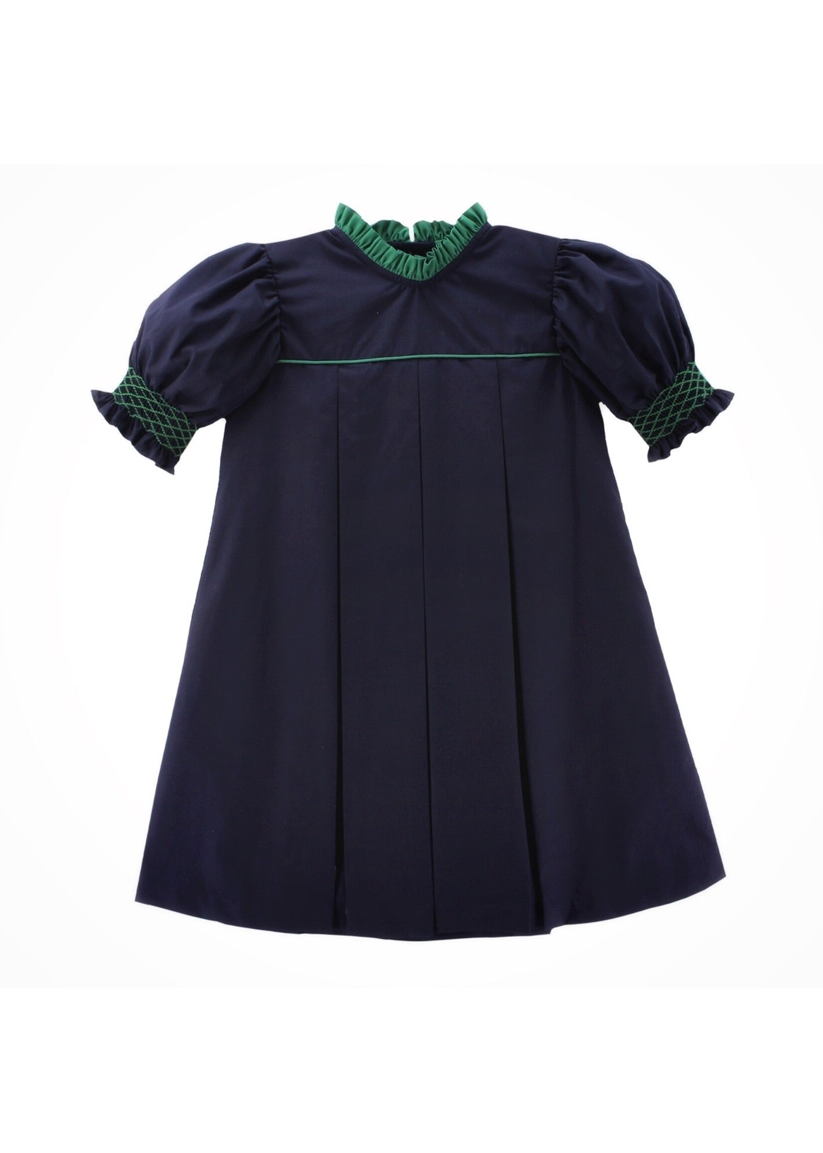 Zuccini Kids Zuccini Green Bowed Josephine Dress Navy Broadcloth