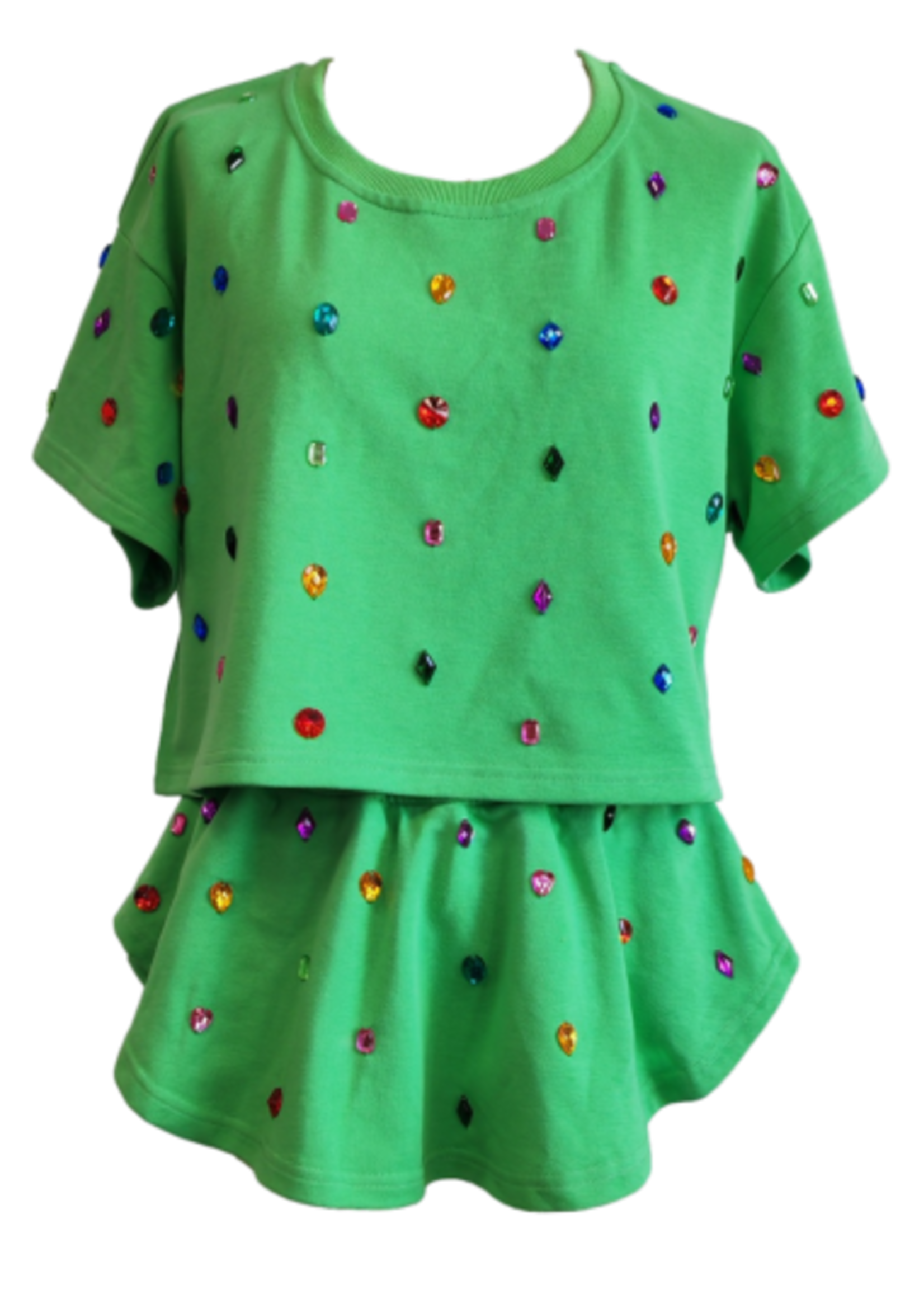 Queen of Sparkles KIDS GREEN SCATTERED RHINESTONE TOP