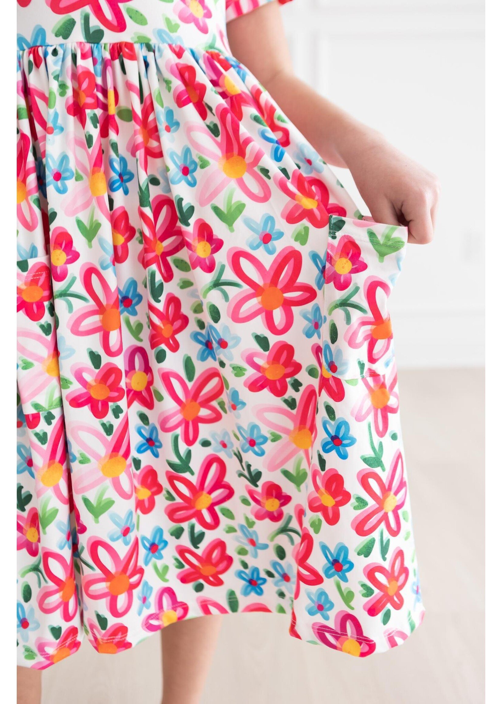 Mila & Rose Mila & Rose Neon Floral SS Pocket Twirl Dress