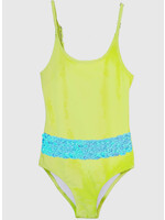 Stella Cove Stella Cove Neon Yellow Sequin One Piece