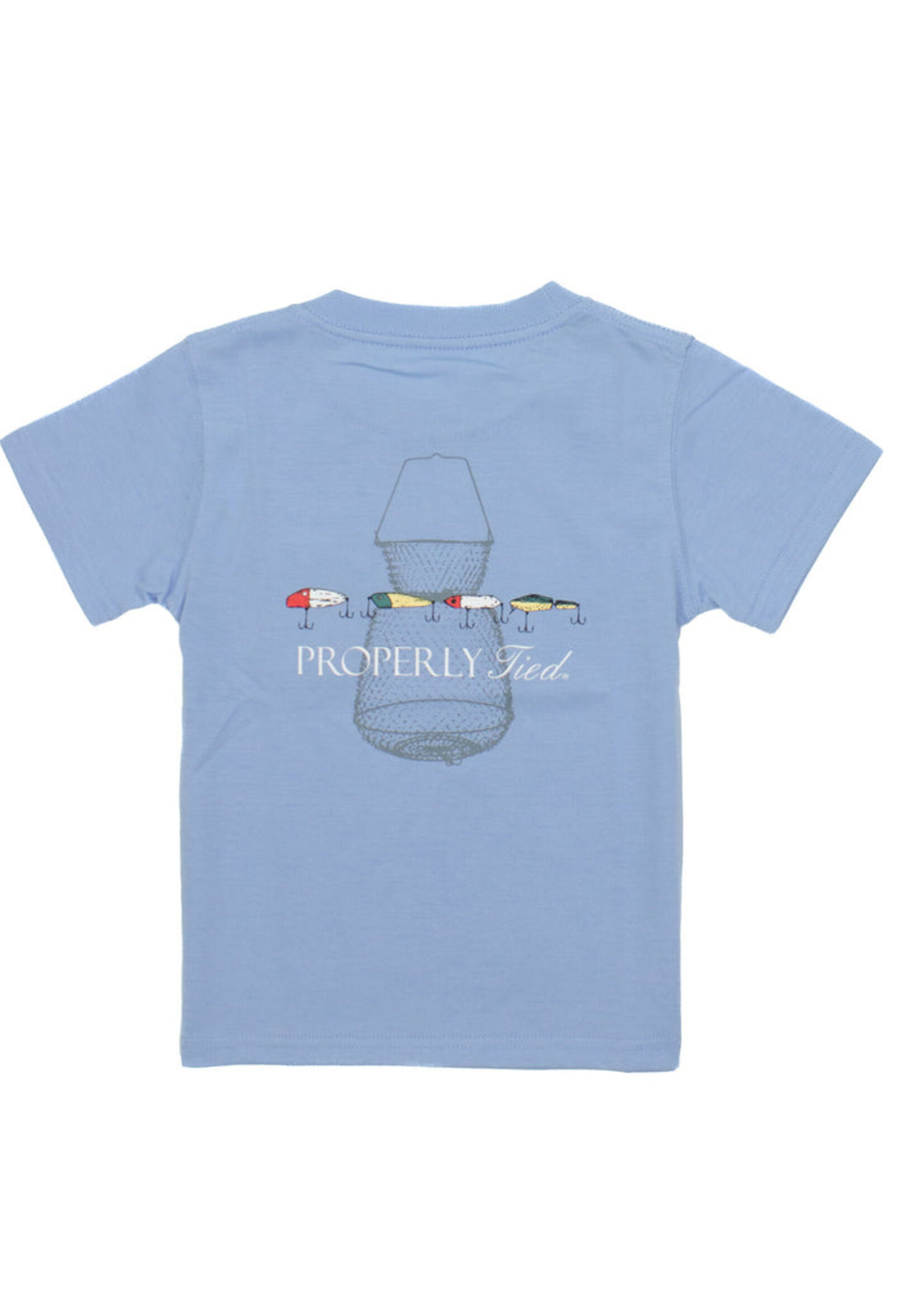 Properly Tied Boys Vintage Lures Light Blue Tee
