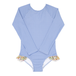 Minnow Minnow Girls Sky Blue Gingham Rashguard One Piece