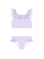 Minnow Minnow Lavender Stripe Ruffle Neck Bikini
