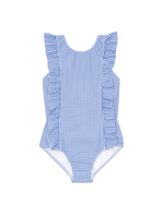 Minnow Minnow Sky Blue Gingham Ruffle One Piece