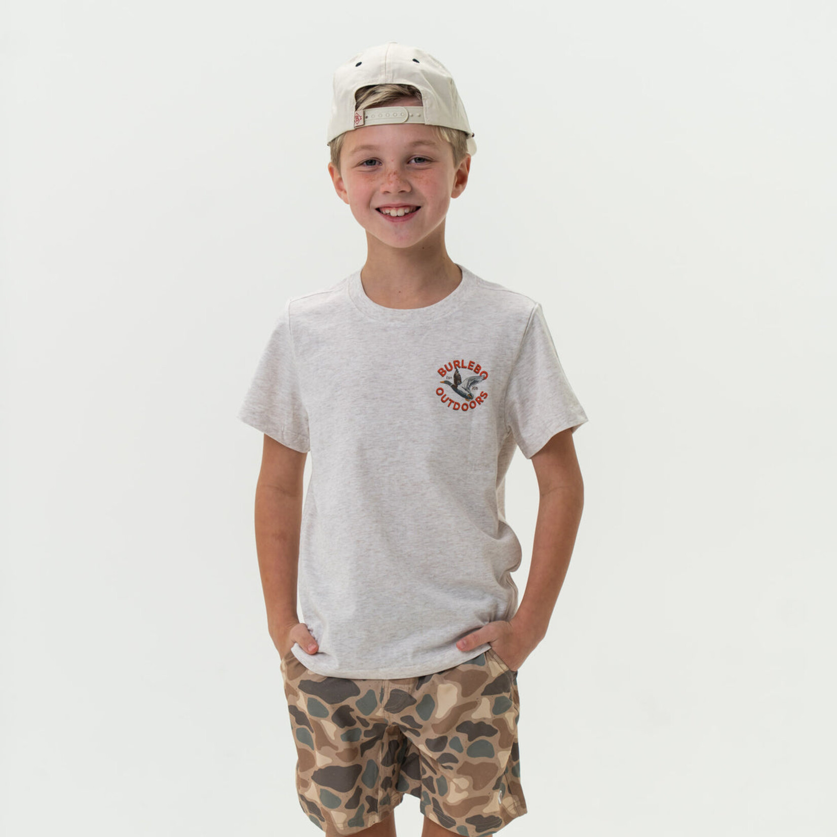 Burlebo Burlebo Texas Camo Flying B Logo - Heather Ash Tee