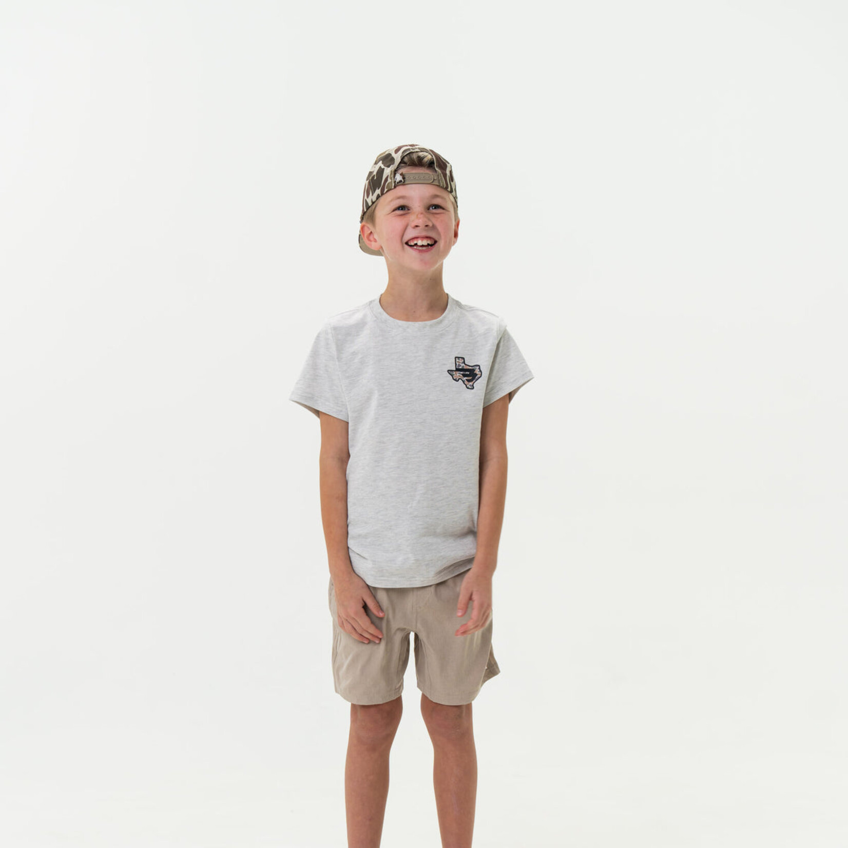 Burlebo Burlebo Texas Camo Flying B Logo - Heather Ash Tee